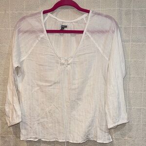 Aerie Cream Blouse with Tie Front